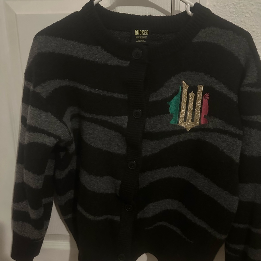 Wicked by Paul Tazewell Black & Gray Striped Cardigan